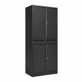 Schwarzer Metallschrank mit Türen und Schublade 180x90x40 cm