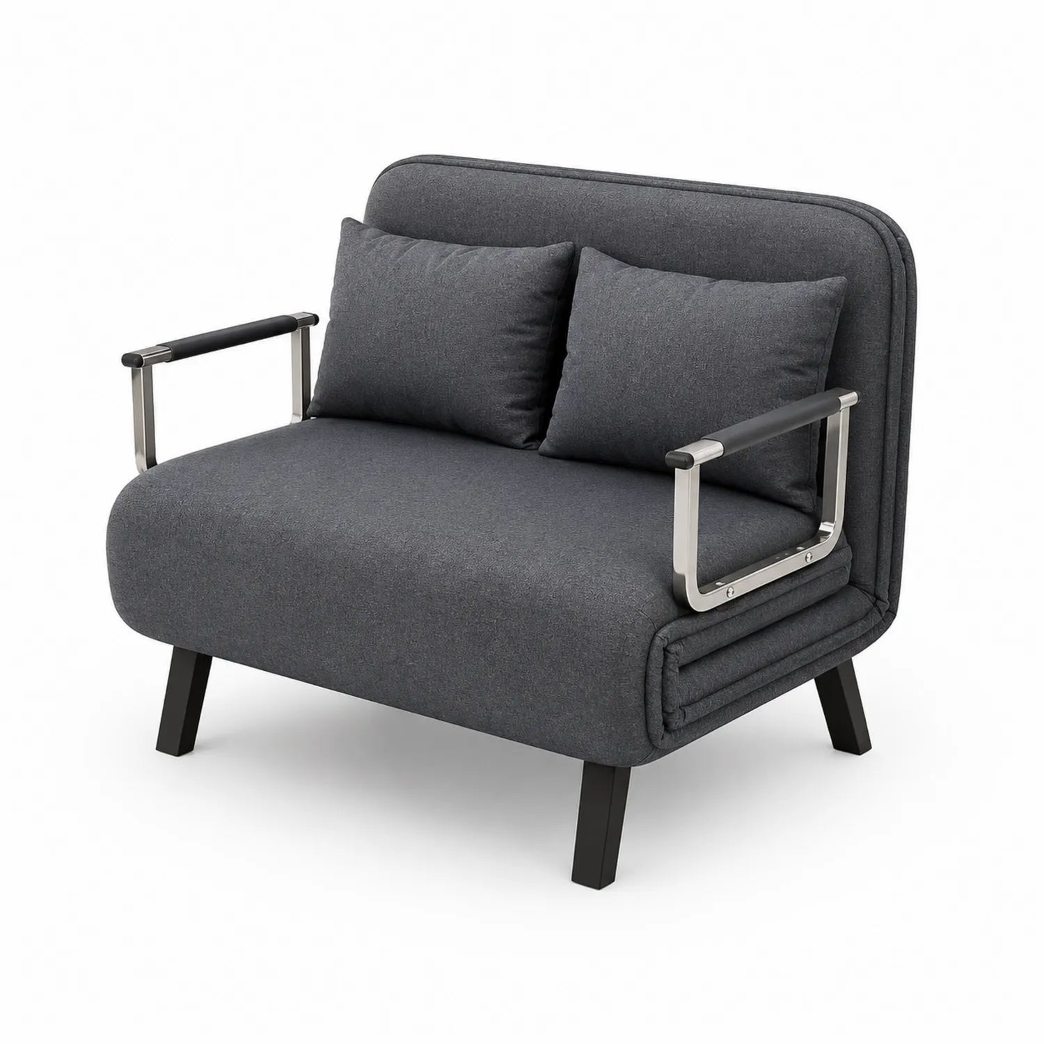 Zweisitzer-Sofa aus Polyester mit Metallarmlehnen Dunkelgrau