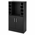 Schwarzes Holz Weinregal mit Schrank und Regalen 80x40x180cm