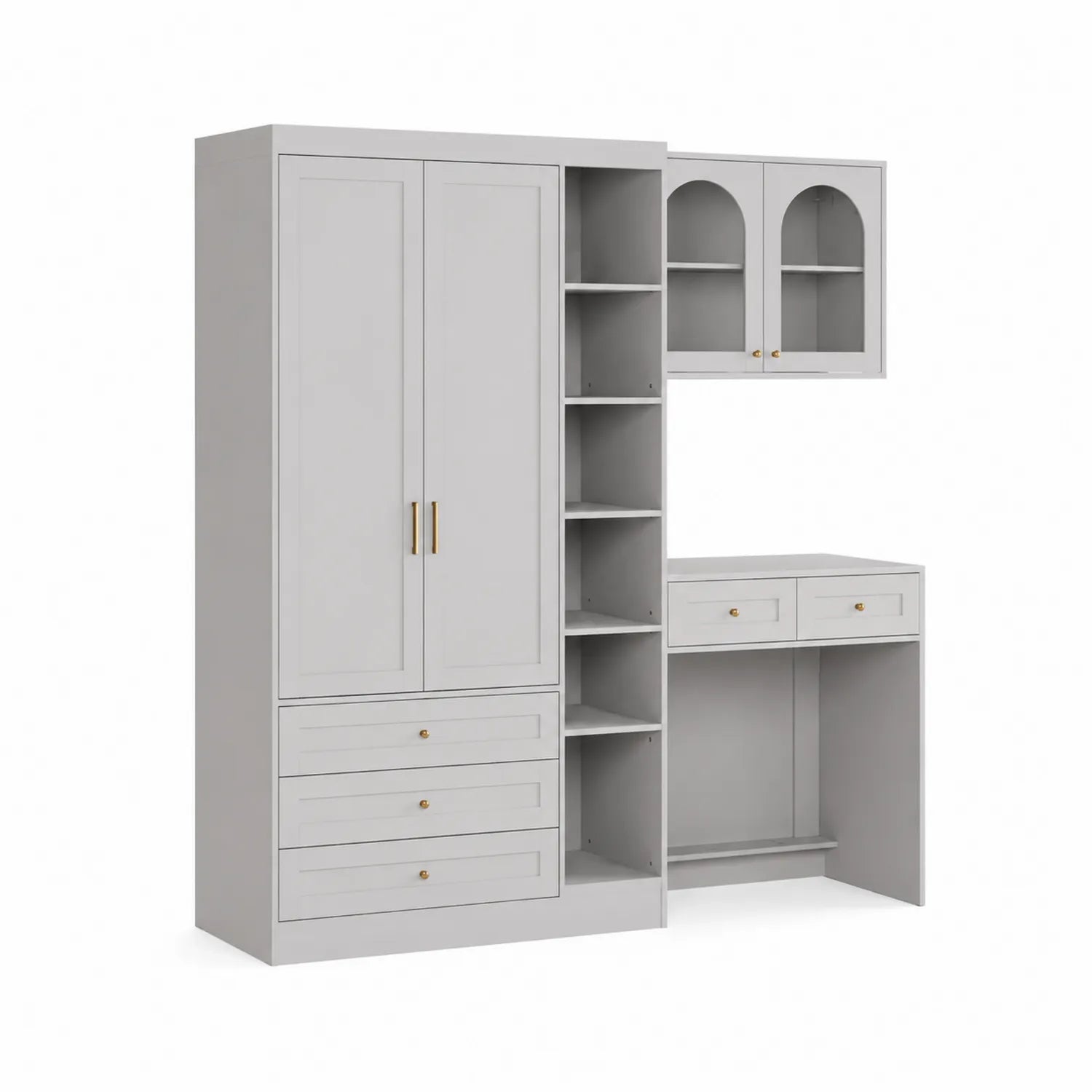 Kombination aus Schminktisch und Kleiderschrank aus MDF-Holz Weiß