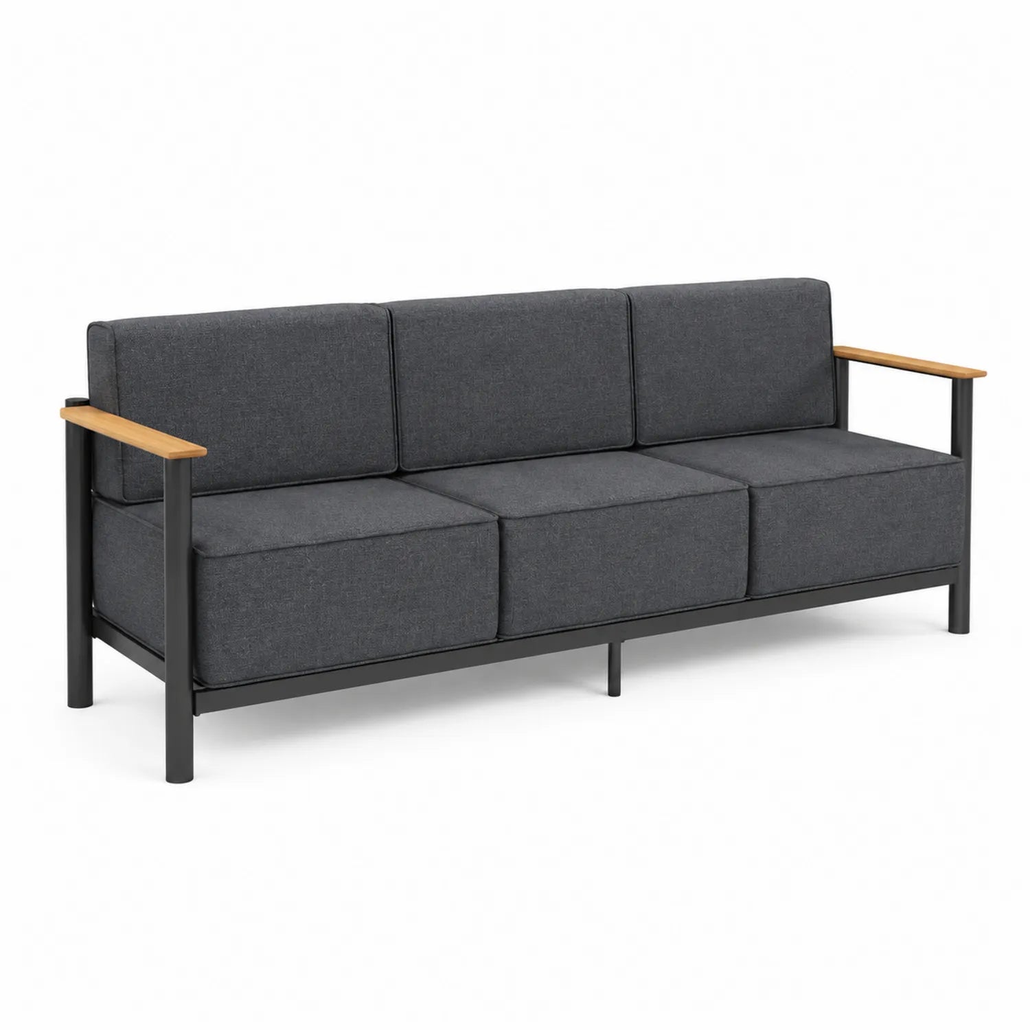 Outdoor-Dreisitziges Sofa mit Aluminium, Stoff, Grau