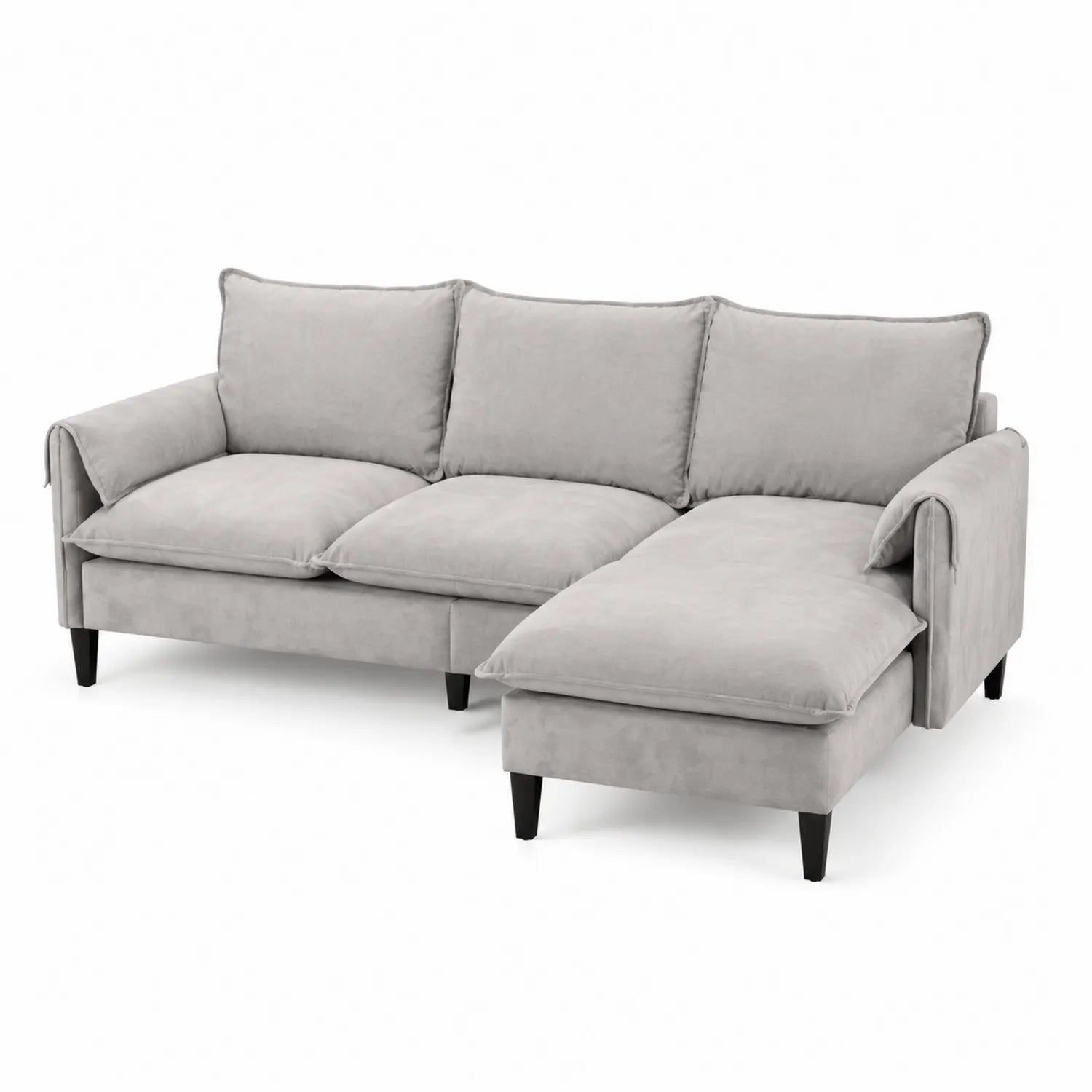 Ecksofa mit Mikrofaserbezug in Hellgrau