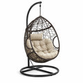 Hängesessel Rattan Braun Beige Stahlrahmen