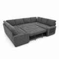 Ecksofa mit Schlaffunktion, L-Form, 275x230 cm, Polyesterstoff, Dunkelgrau