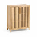 Sideboard aus Kiefernholz mit Lamellentüren 80x35x100 cm Naturholz