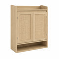 Schuhschrank aus Holz mit Schiebetüren und Rattan 80x30x100 cm