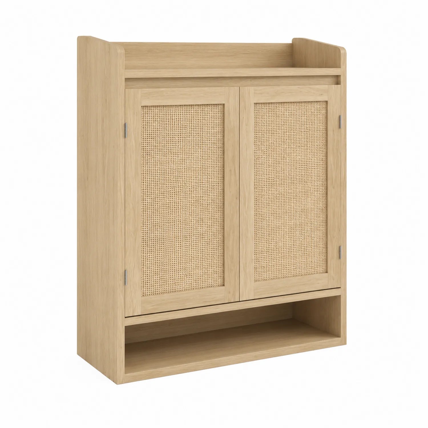 Schuhschrank aus Holz mit Schiebetüren und Rattan 80x30x100 cm