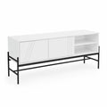 TV-Schrank Holzwerkstoff und Stahl Weiß/Schwarz 150x40x50cm