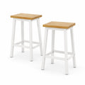 Barhocker-Set mit Holzsitz und Metallrahmen 75 cm Natur/Weiß