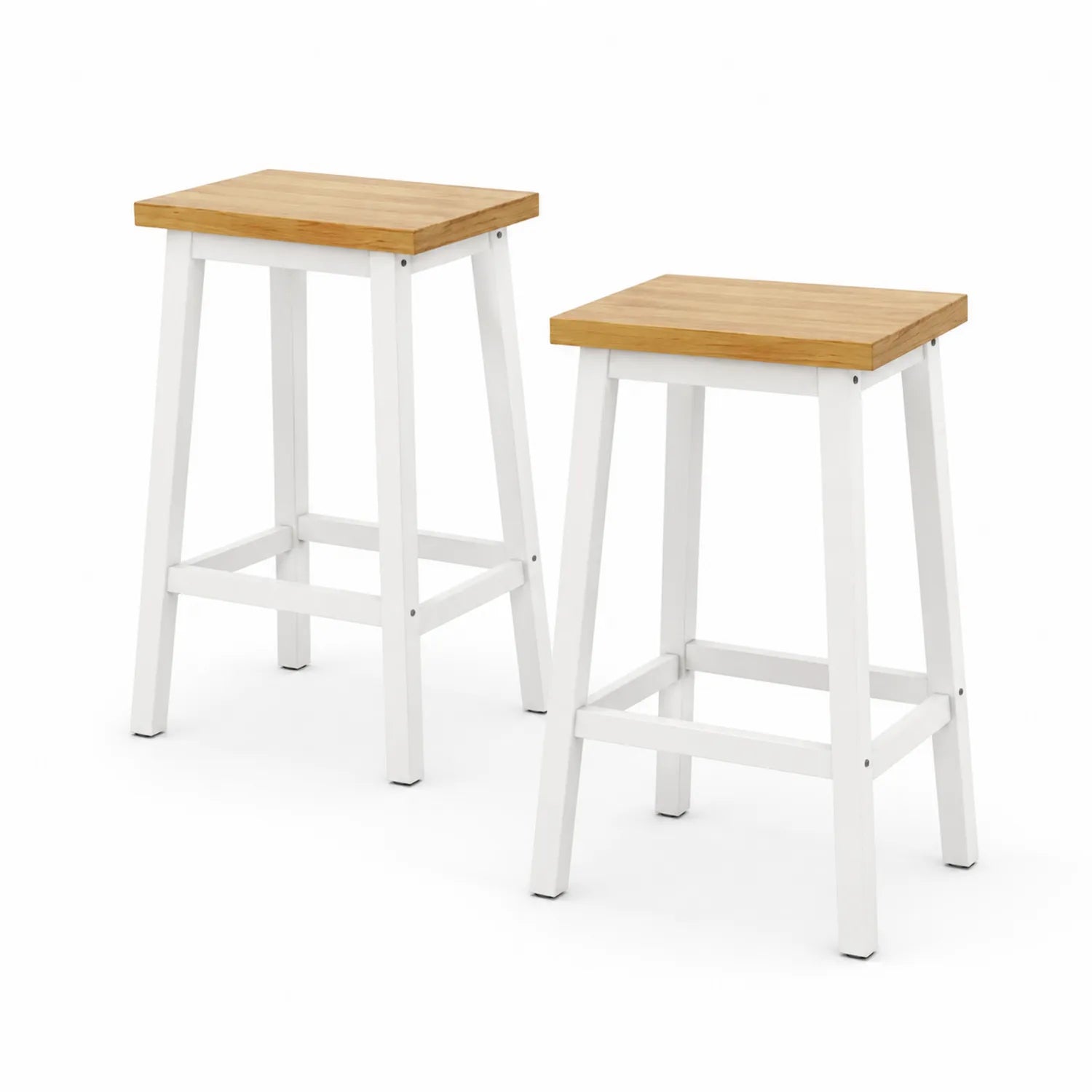 Barhocker-Set mit Holzsitz und Metallrahmen 75 cm Natur/Weiß