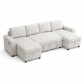 Ecksofa mit Stauraum, Stoff, Creme, 250x150cm