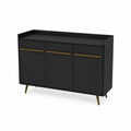 Schwarzes Sideboard mit Holz und Metallbeinen