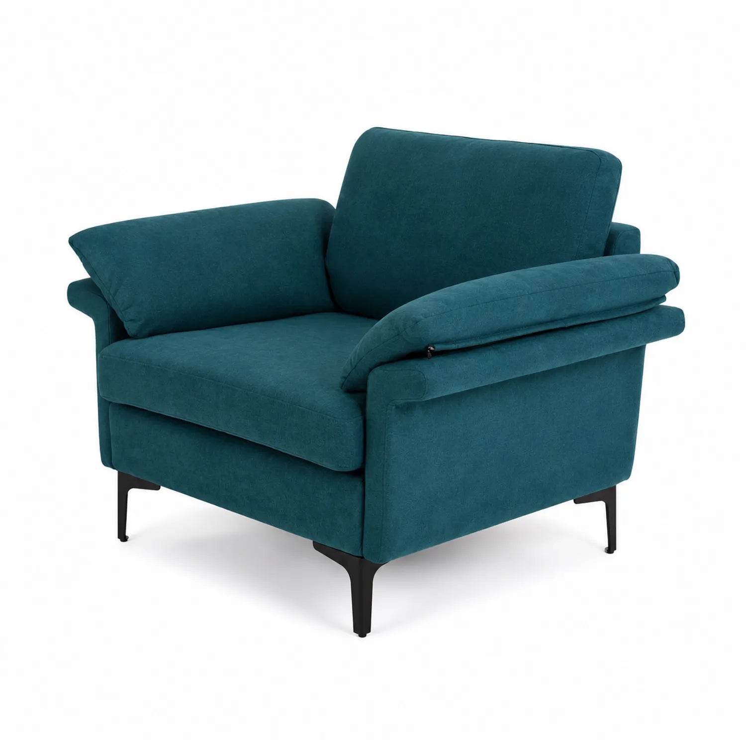 1-Sitzer Sofa aus Metall und Polyester, Petrolblau