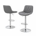 2er Set Barhocker Kunstleder Grau Verstellbar
