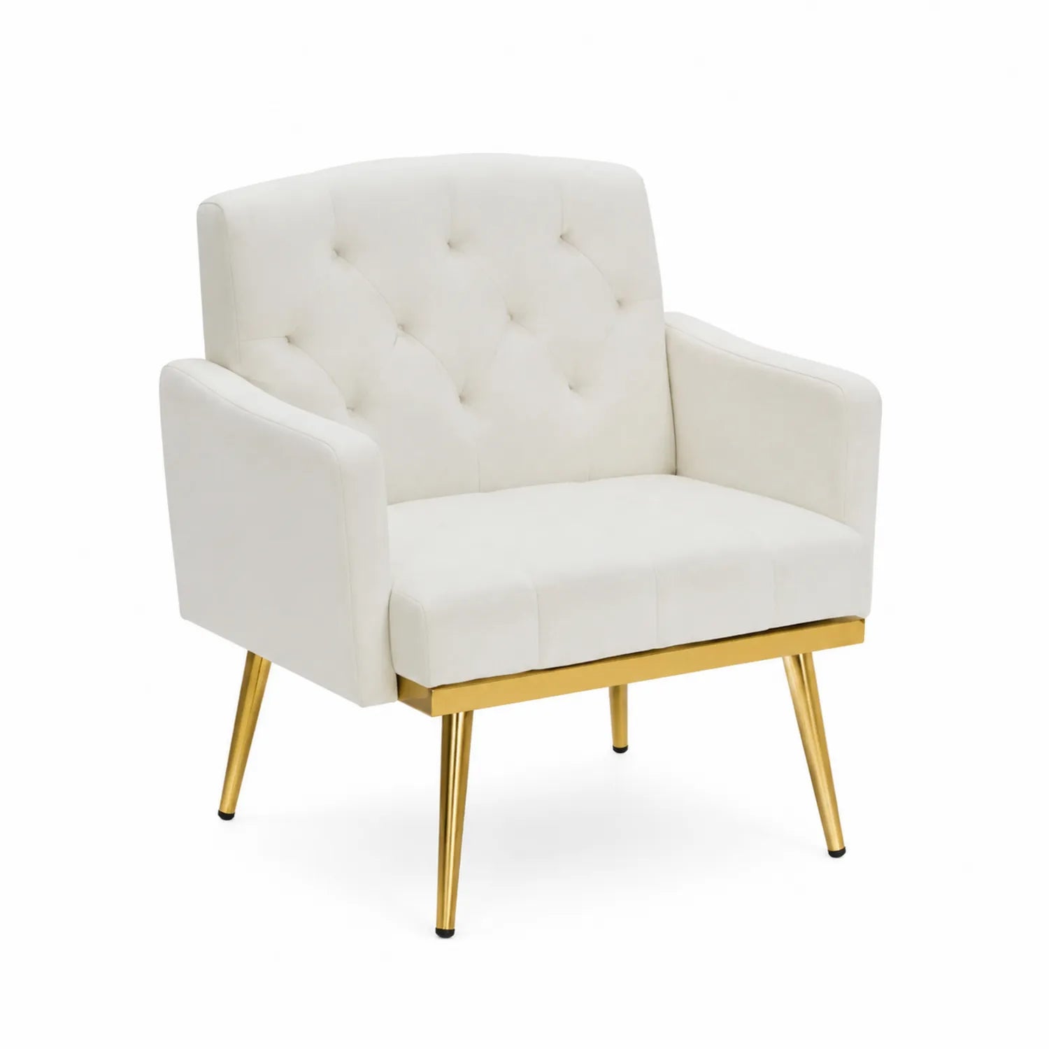 Sessel Baumwollstoff Weiß mit Metallrahmen