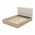 Massivholzbett mit Polyester-Kopfteil 200x180 cm Beige
