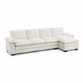 Ecksofa 3-Sitzer L-Form Polyester Creme