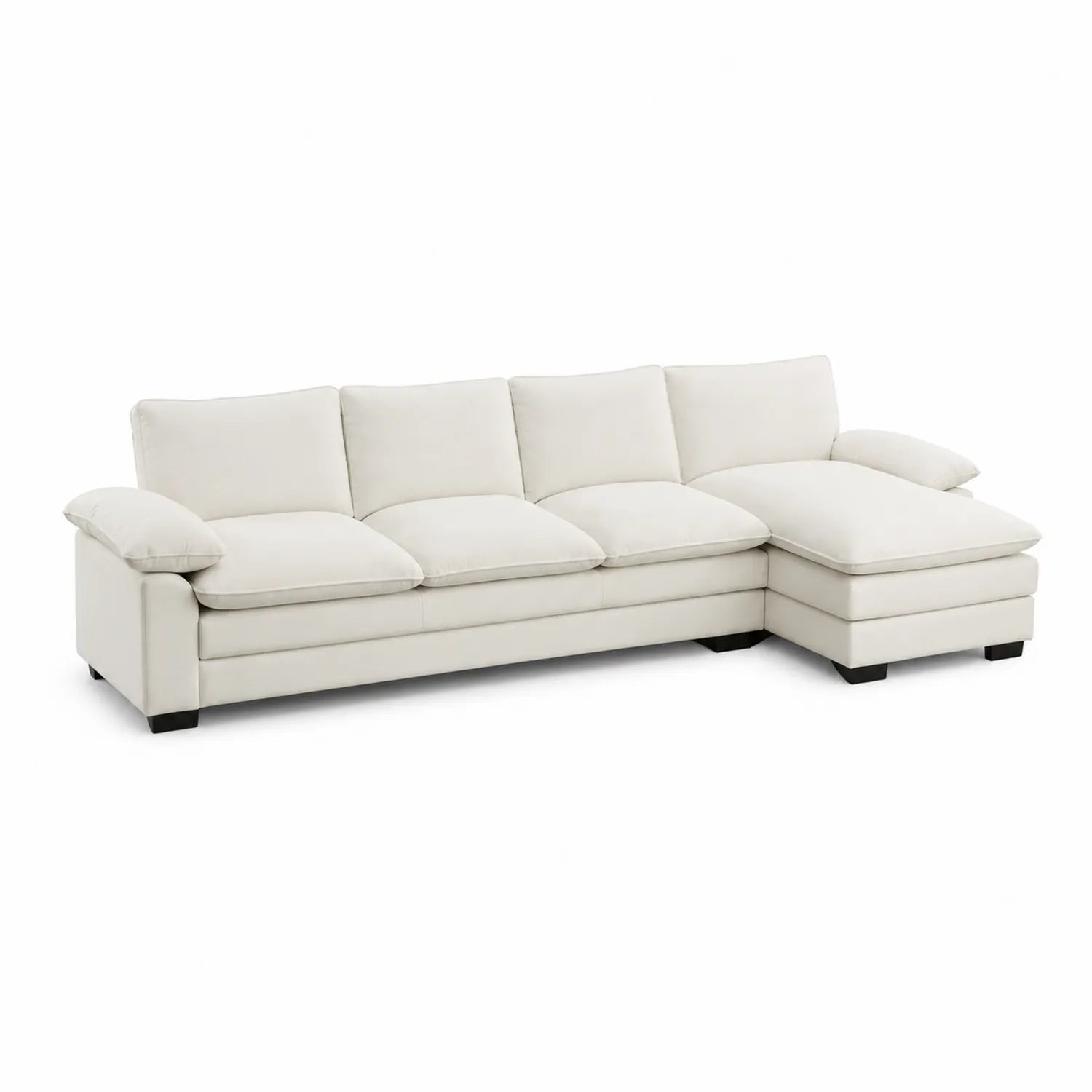 Ecksofa 3-Sitzer L-Form Polyester Creme