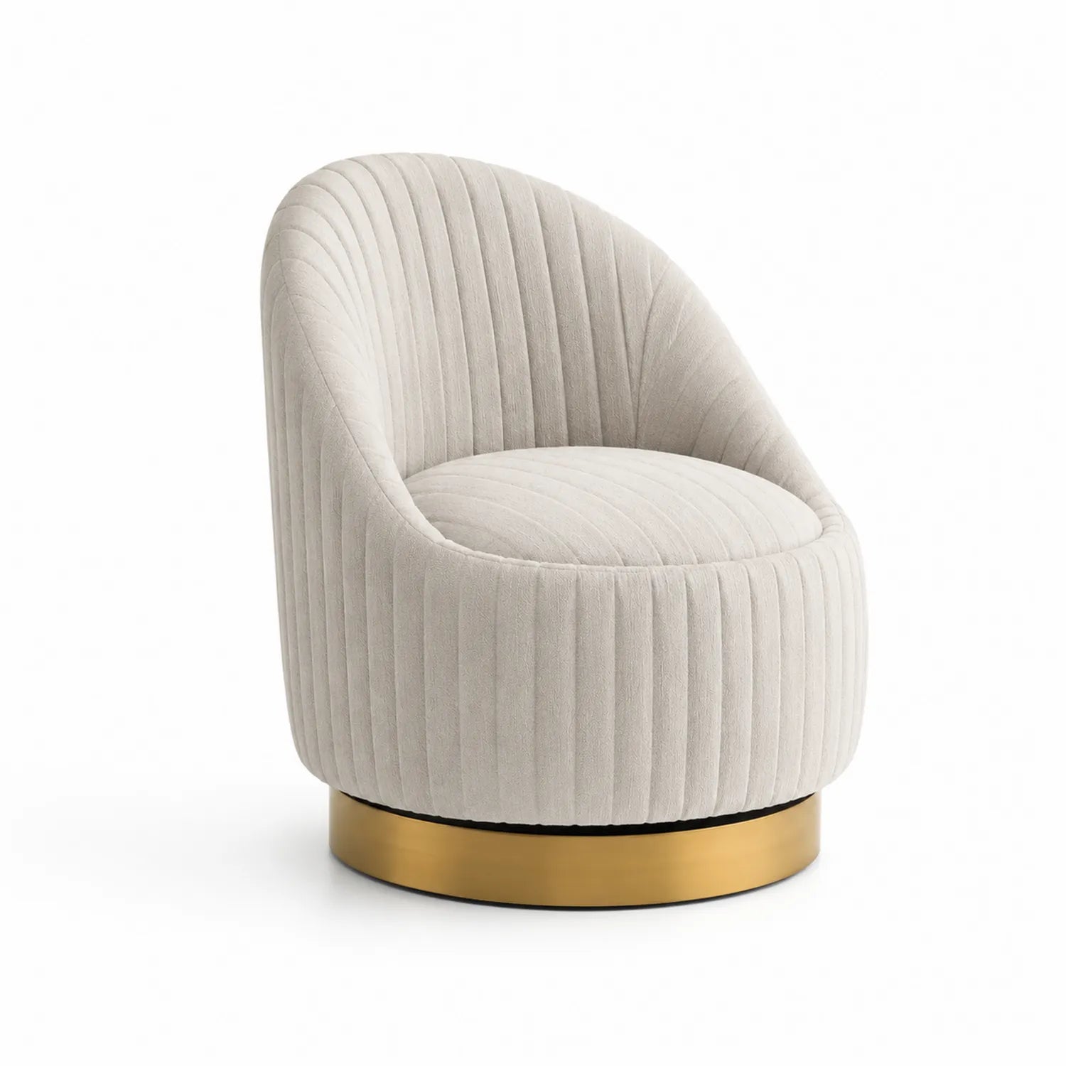 Fauteuil pivotant en polyester et métal ivoire et doré