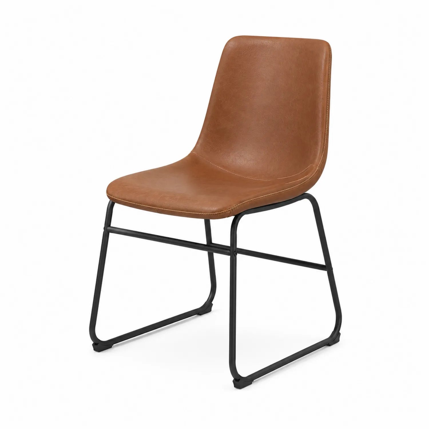 Stuhl aus PU-Leder Braun mit Metallrahmen