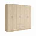 Kleiderschrank 5-türig mit Schubladen MDF Ahornfurnier 200x60x220 cm