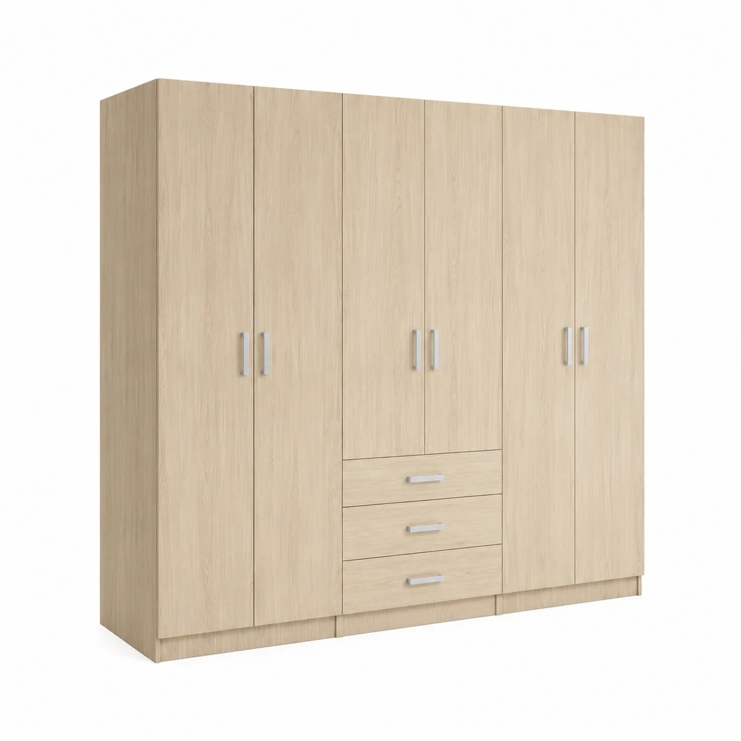 Kleiderschrank 5-türig mit Schubladen MDF Ahornfurnier 200x60x220 cm