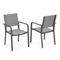2er Set Outdoor-Stühle Aluminium Textilene Grau