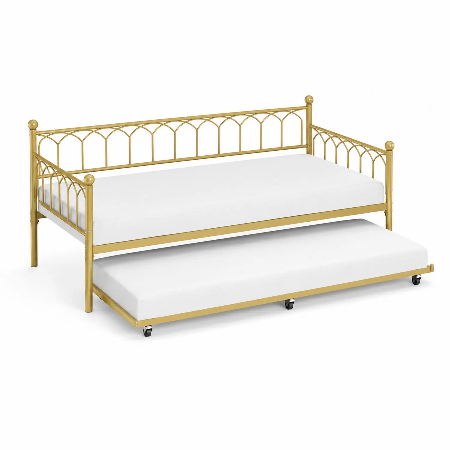 Metall-Tagesbett mit ausziehbarem Bett 200x90cm Gold