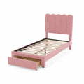 Rosa Samt-Einzelbett mit Schublade