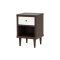Nachttisch quadratisch 1 Schublade 1 Fach Holz Braun/Weiß 45x35x60 cm