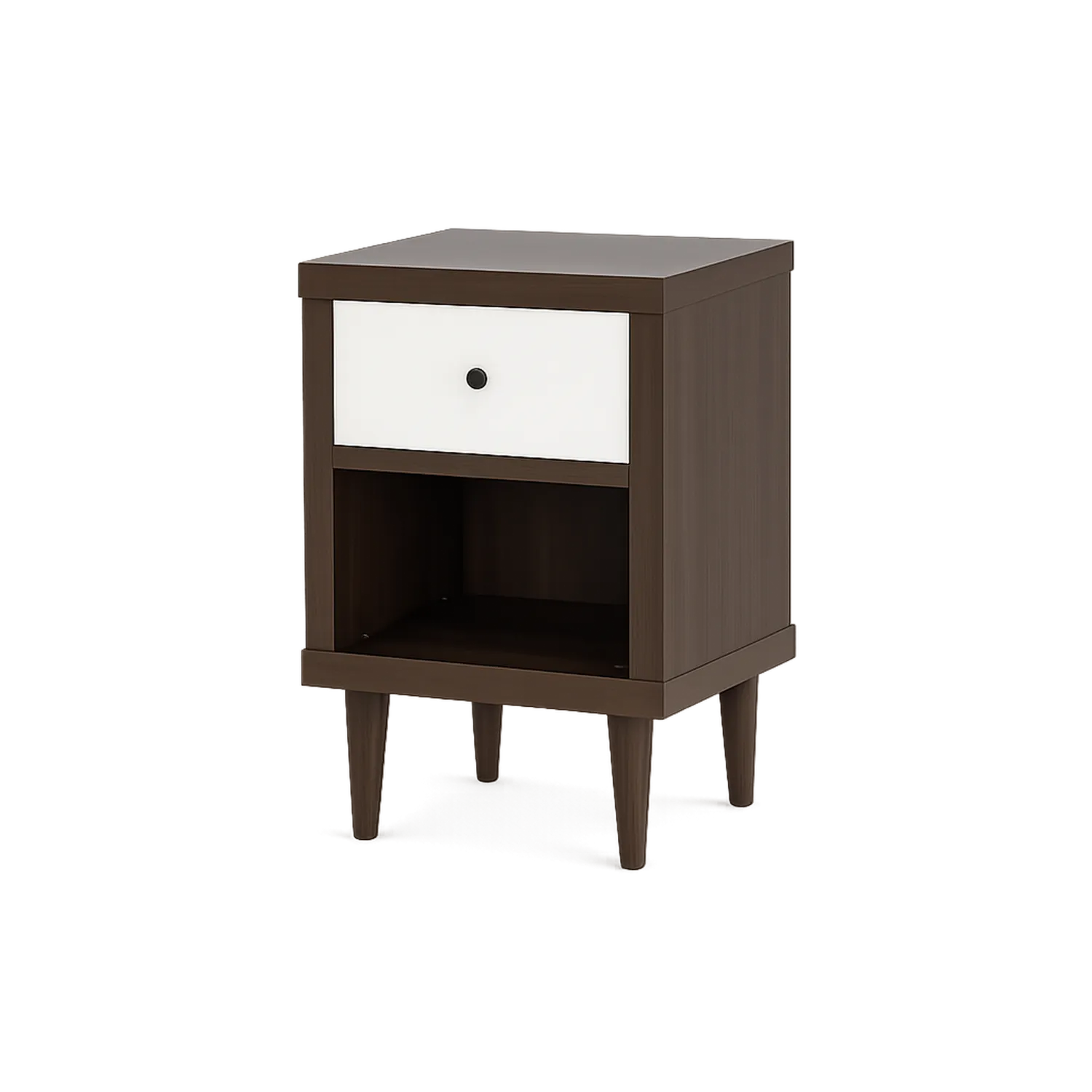 Nachttisch quadratisch 1 Schublade 1 Fach Holz Braun/Weiß 45x35x60 cm