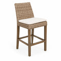 Barhocker Rattan Holz mit Polyesterkissen Beige