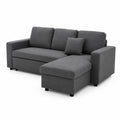 Ecksofa mit Ottomane Holzstoff Grau