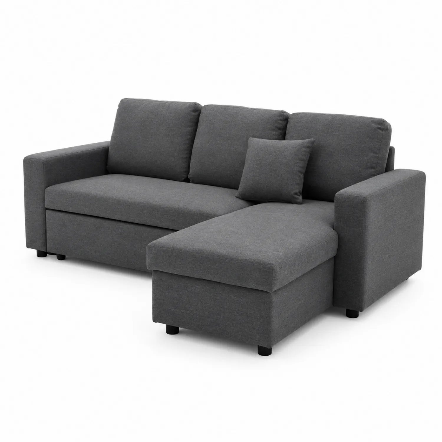 Ecksofa mit Ottomane Holzstoff Grau