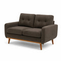 2-Sitzer Sofa aus Holz und Stoff Dunkelbraun