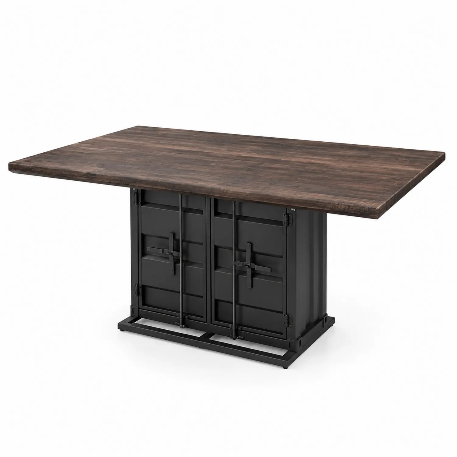 Rechteckiger Esstisch Eichenfurnier Metall Dunkelbraun/Schwarz 180x90x75cm