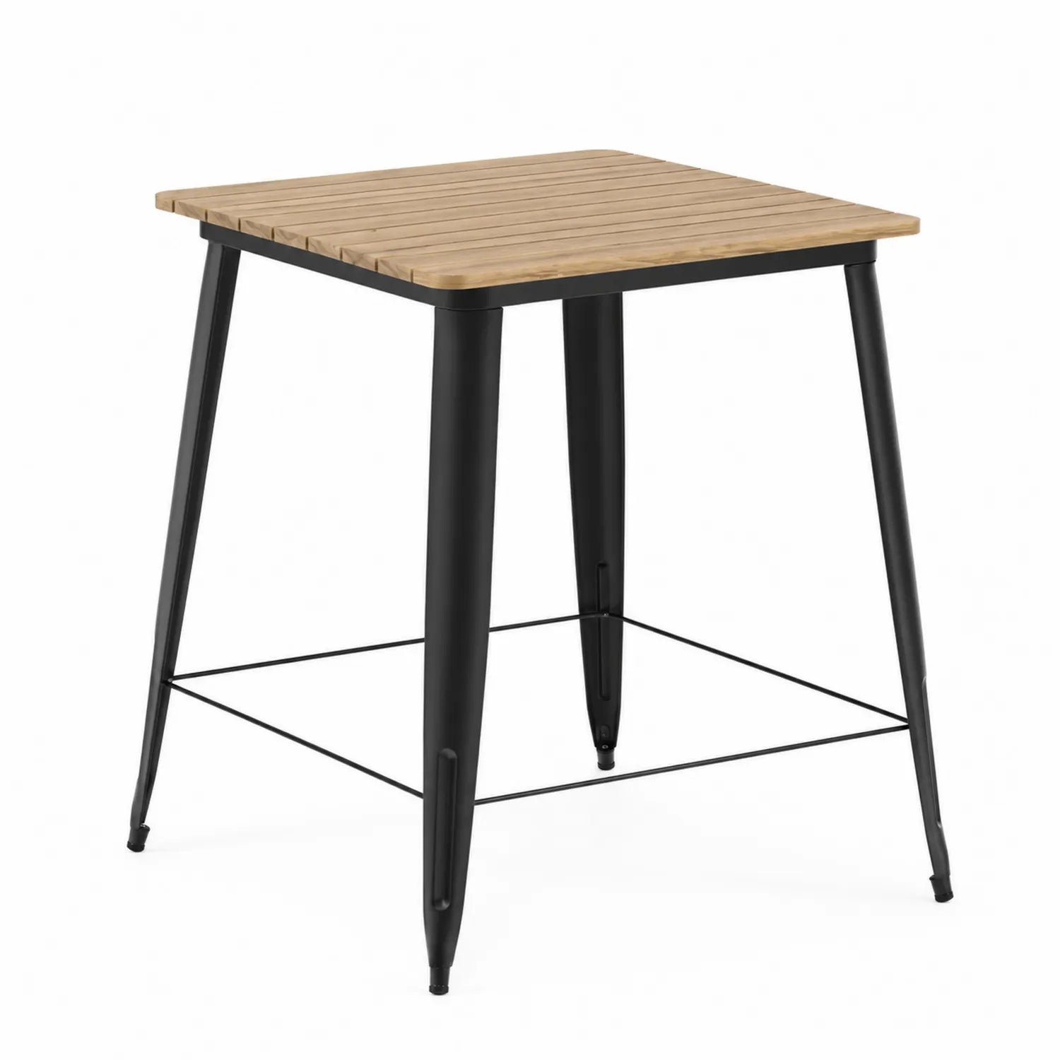 Quadratischer Esstisch 60x60 cm Holzplatte Metallbeine Schwarz