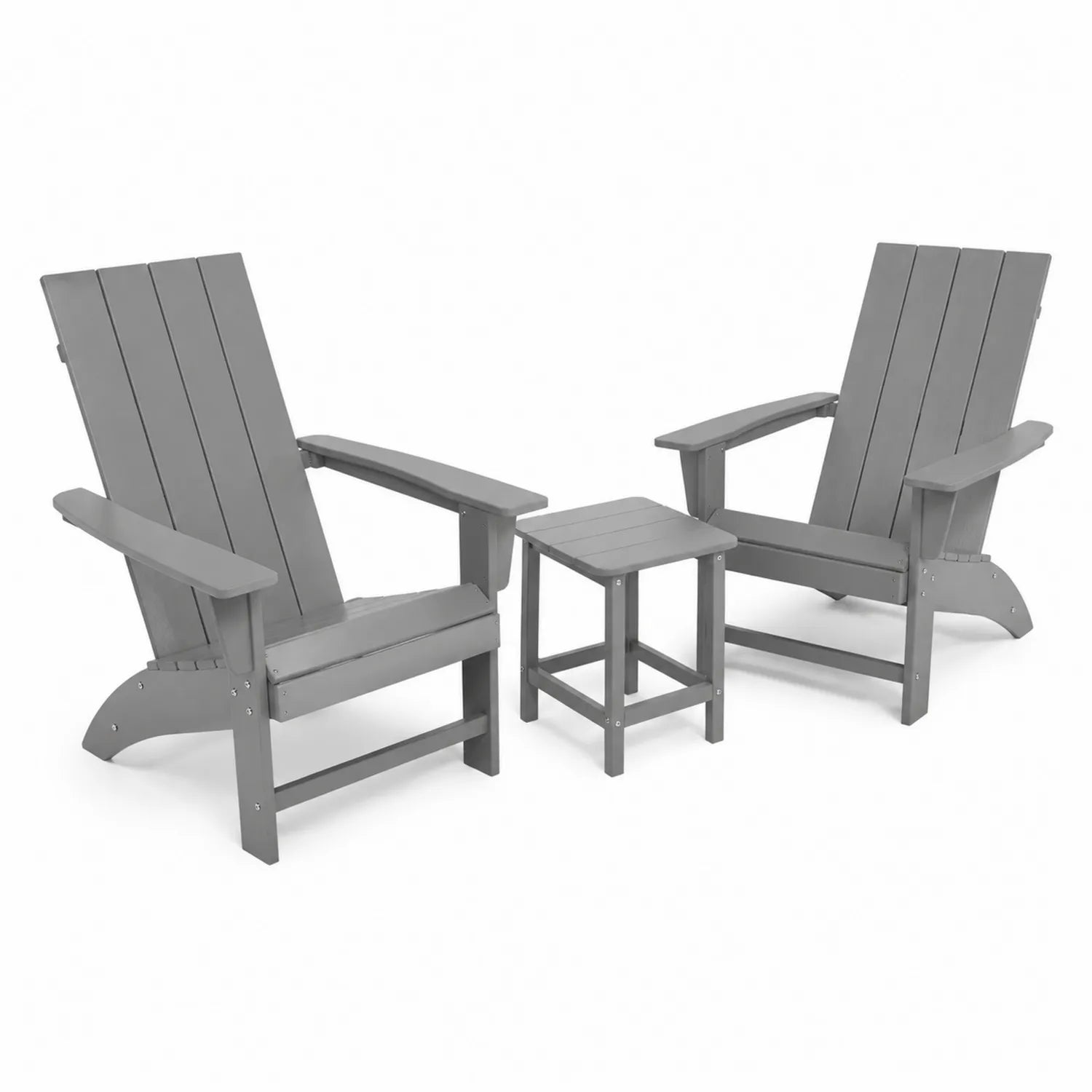 Adirondack Stuhlset aus Kunststoff mit Beistelltisch Grau