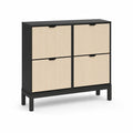 Schuhschrank aus Holz und Metall 90cm Schwarz/Beige